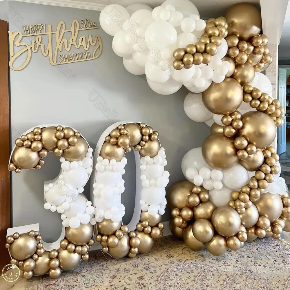 40Pcs White Chrome Gold Balloons 10Inch Champagne Rose Gold White Latex Balloons for Birthday Baby Shower Wedding Party Decor