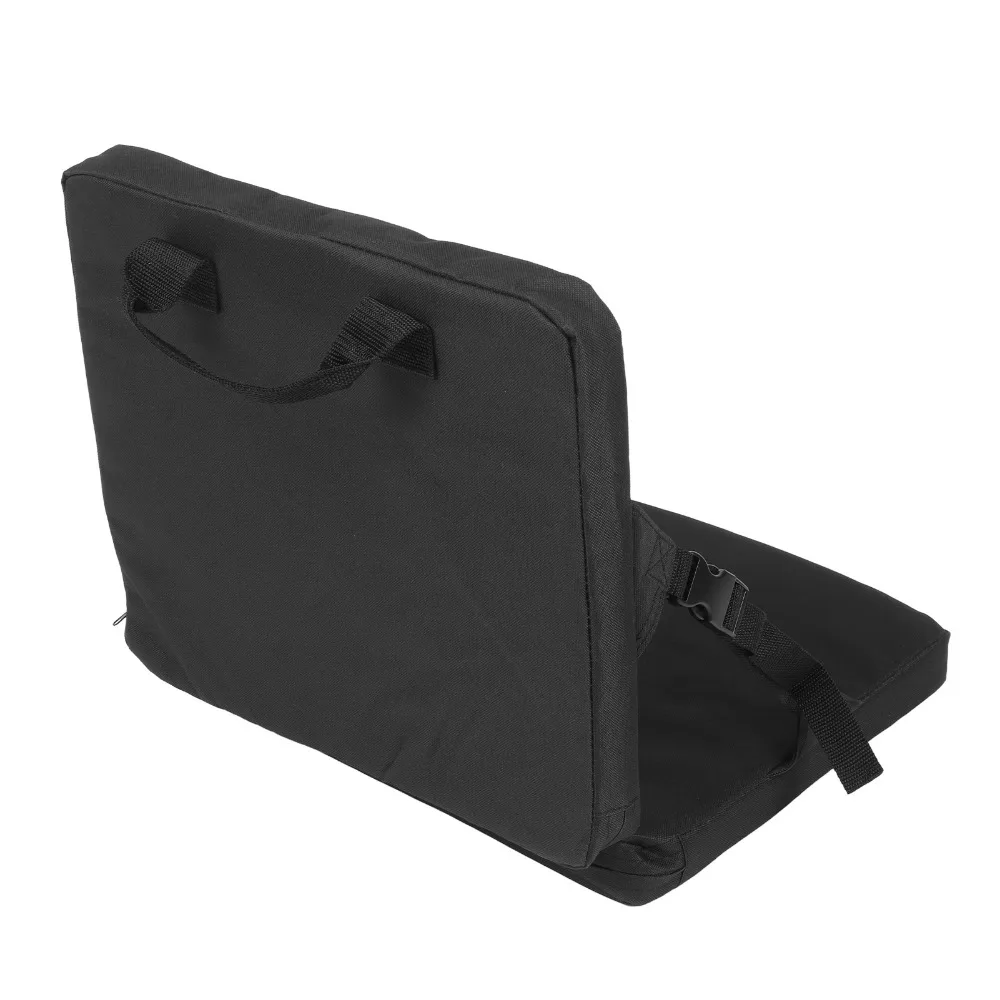 Durable With Zippered Pocket Folding Chair Cushion With Handle Black Portable Stadium Seat Foldable Chair Cushion Camping Trips