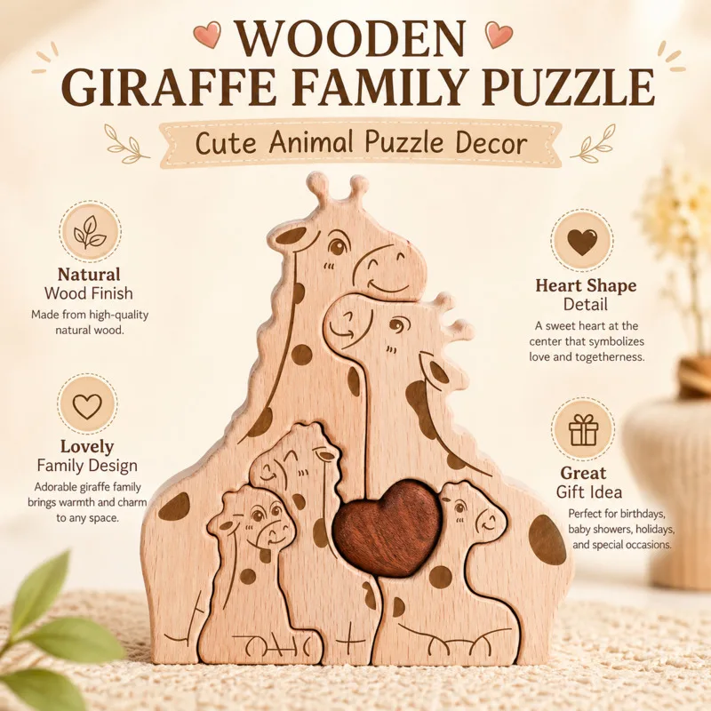 

DIY Wooden Bear Family Puzzle Mother’s Day Custom Name Engraved Building Blocks Cute Wood Dollhouse Decor Home Decoration Gift