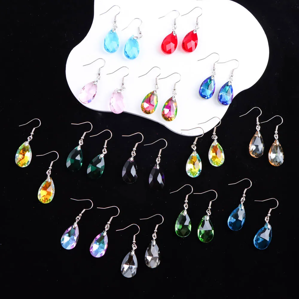 أقراط ملونة من حجر الراين للنساء ، قطرة ماء ، قلادة من أوراق القيقب ، إكسسوارات مجوهرات ، هدايا حفلات ، أزياء أنيقة ، 10 أزواج لكل لوط #4