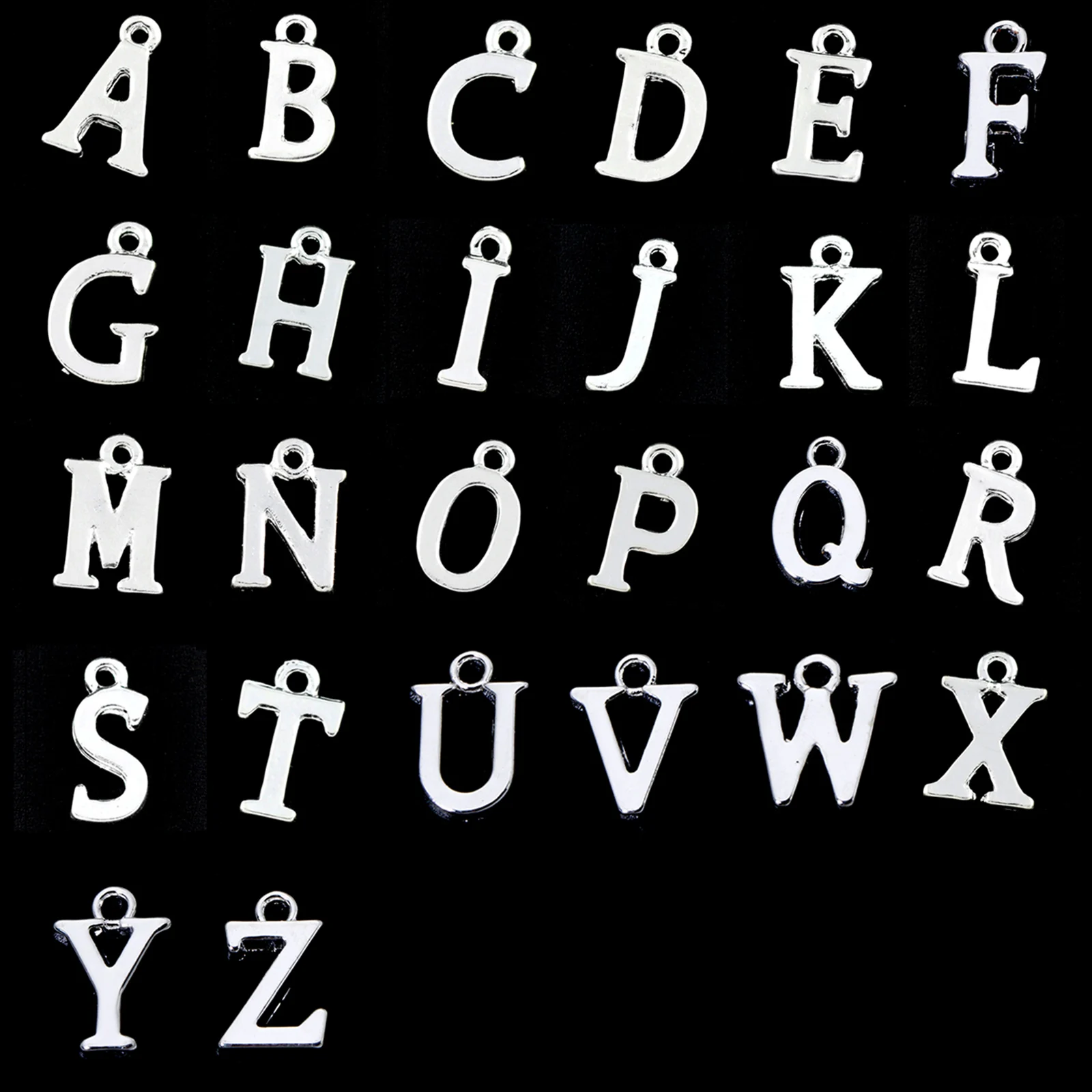 30pcs New Zinc Alloy Charms Silver Color Capital Alphabet Letter 