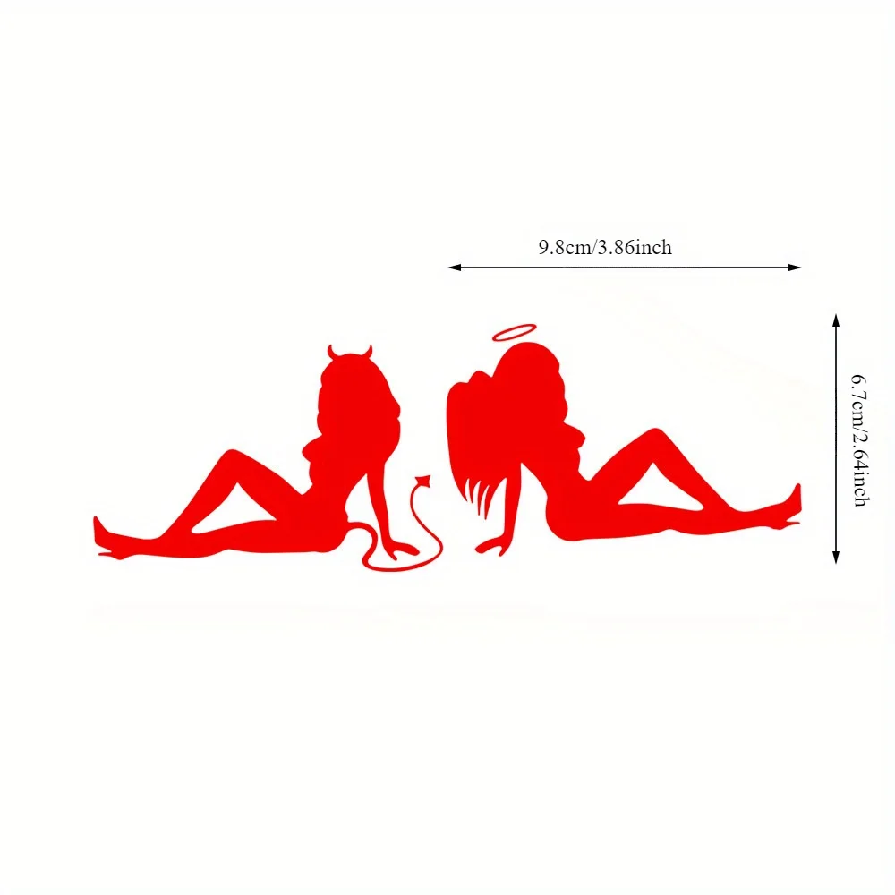 1 Pair Angel & Devil Silhouette Waterproof Vinyl Stickers Decals for Motorcycle Helmets Car Windows Decor Accessories