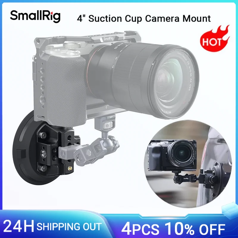 SmallRig 4″ Suction Cup Camera Mount for Cameras Holder on Car Window Windshield for Sony DLSR Vehicle Shooting Vlogging -4122