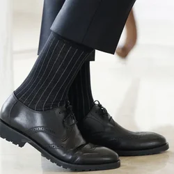 1 Pairs Men's Ribbed Business Dress Socks Summer Fashion Casual Striped Breathable Business Stockings Underwear For Man