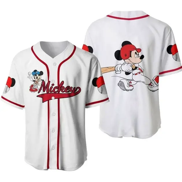 Mickey Mouse Baseball Jersey Men Women Kids Short Sleeve Shirt Disney Baseball Jersey Custom Name Casual Sports Jersey