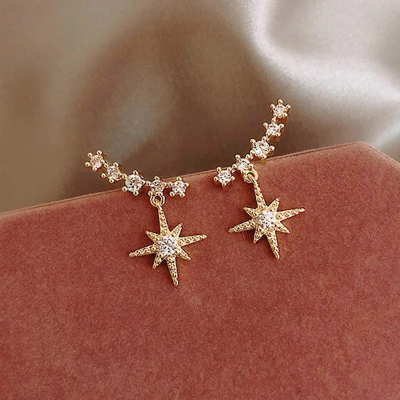 CAOSHI Exquisite Star Earrings for Women Graceful Lady Wedding Accessories with Brilliant Cubic Zirconia Fashion Female Jewelry