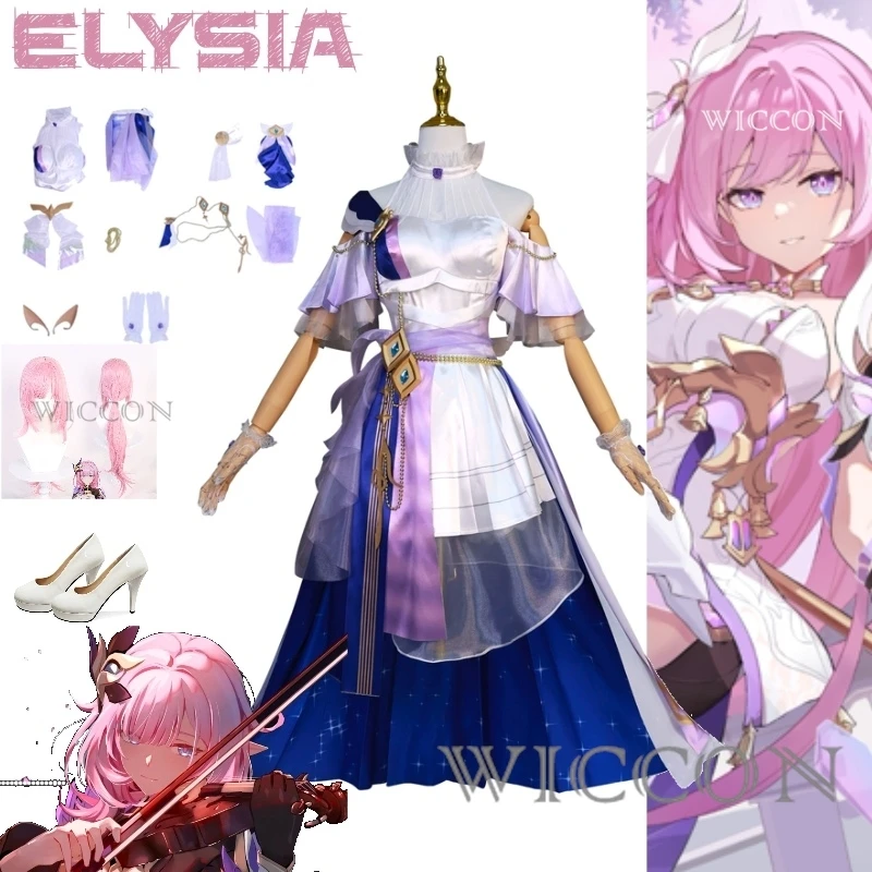 

Игра Honkai Impact 3 Elysia Miss Pink Elf с 3-м концертом Honkai Impact: Innocent Dream Song Платье Косплей Костюм Игра Все комплекты