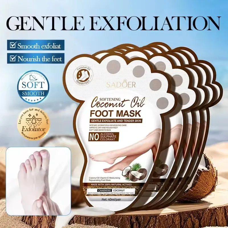 

SADOER Coconut Foot Mask Moisturizing Whitening Foot Peeling Mask Anti-aging Exfoliating Feet Pedicure Exfoliant Feet Skin Care