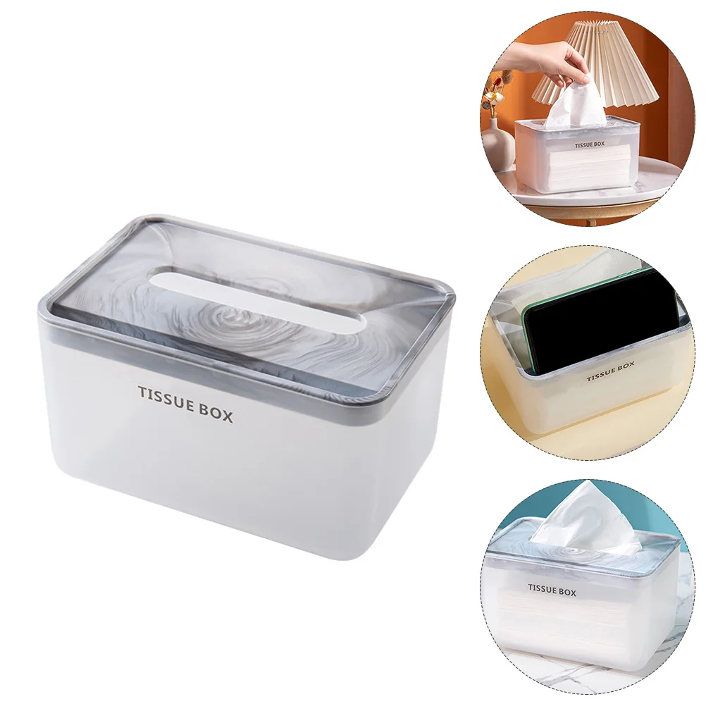 

1Pcs Marbling Pattern Tissue Box Creative Tissue Holder Phone Support Rack Desktop Organizer Home Adornment Practical Storage