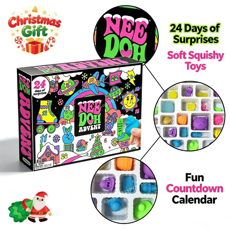 2026 Hot NeeDoh Advent Calendar Gift for Children 24 Day 3D PVC Dolls Countdown Christmas 2026 New Year Surprise Gifts