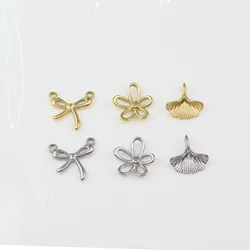5pcs Stainless Steel Bow Flower Jewelry Charms Pendant DIY Handcraft  Vacuum Plate Waterproof Antiallergic