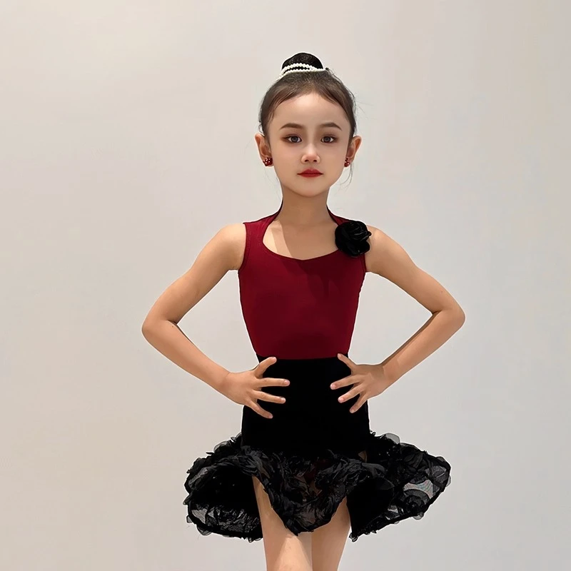 

customized children's and girls' Latin ballroom dance costumes professional high-end training clothes performance clothes set