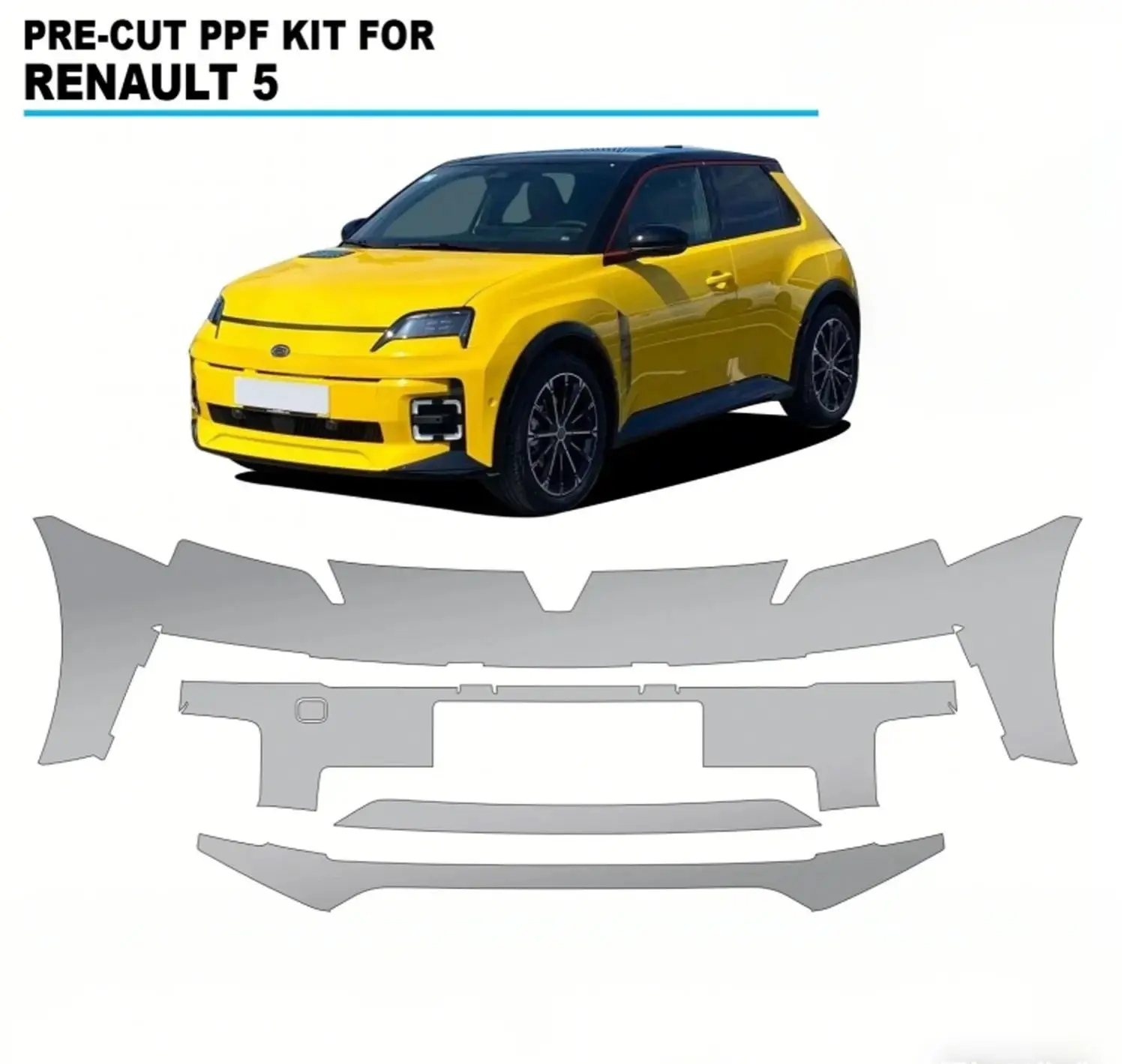 Para Renault 5 2022 + capó de parachoques PPF precortado, película protectora de pintura de TPU para motor, autocura, resistente a los arañazos, transparente