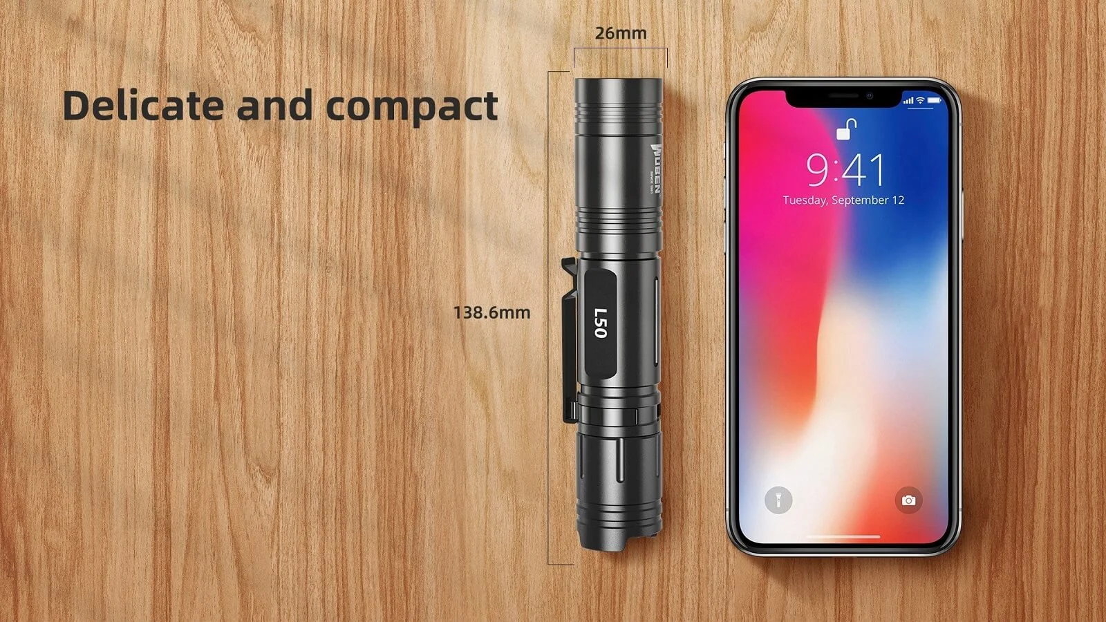 WUBEN L50 EDC-Taschenlampe, 1200 Lumen, wiederaufladbar, tragbar, wasserdicht, Taschenlampe mit 18650-Akku, für Outdoor-Camping, Jagdlicht – Detail 11