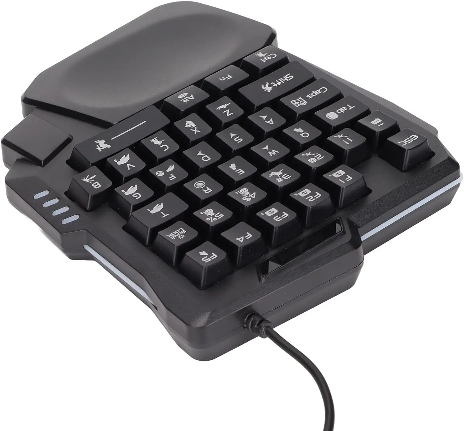 

One-Handed Mechanical Gaming Keyboard,35 Keys Waterproof Professional Gaming Keypad,with 3 Color Backlight and Hand Rest