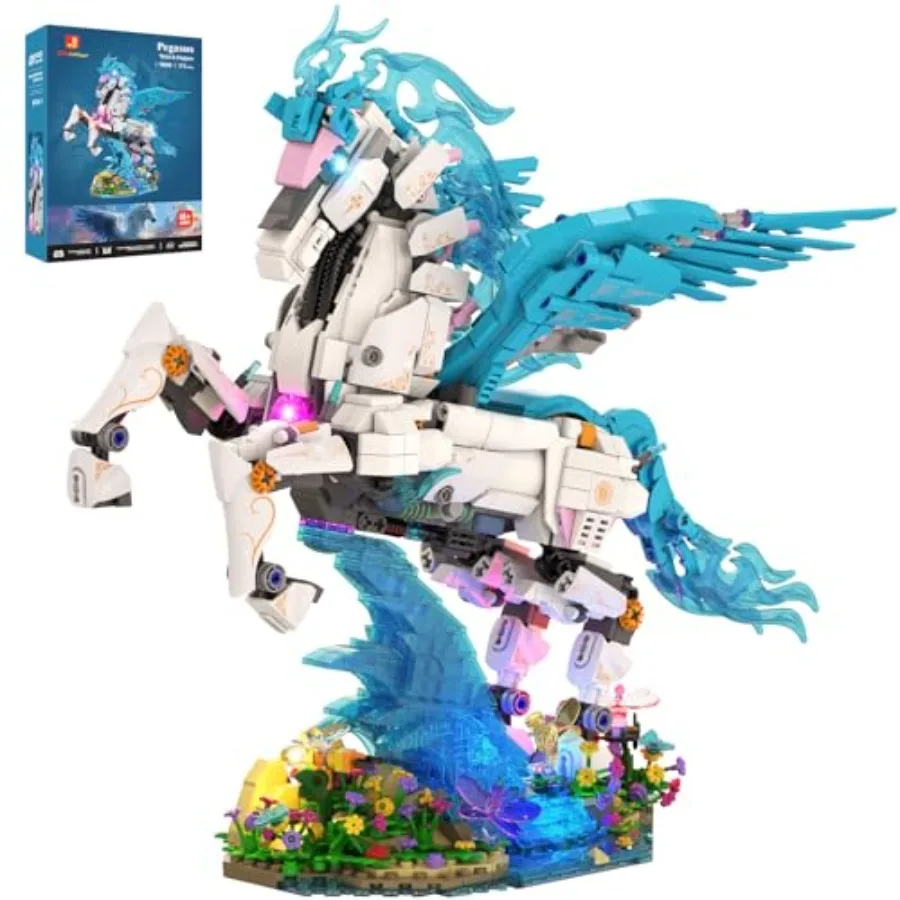 

Набор для сборки JMBricklayer Pegasus для взрослых/женщин: Фэнтезийная модель животного с подсветкой, продвинутый конструктор, подарок на День святого Валентина