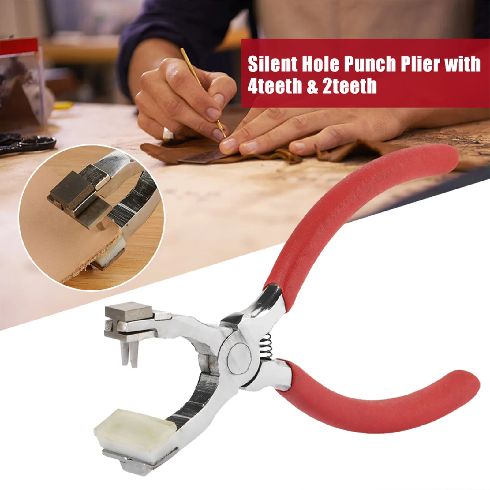 

Leather Hole Punch Tool 4mm & 2mm Silent Stitching Hand Pliers for Belts Straps Saddles Shoes - DIY Home Craft Plier Punch