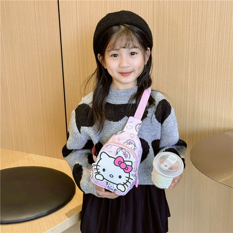 Kawaii Sanrio Hello Kitty Chest Bag Children\'s Cute Pink Crossbody Shoulder Waist Bag Handbag for Women Baby Girls