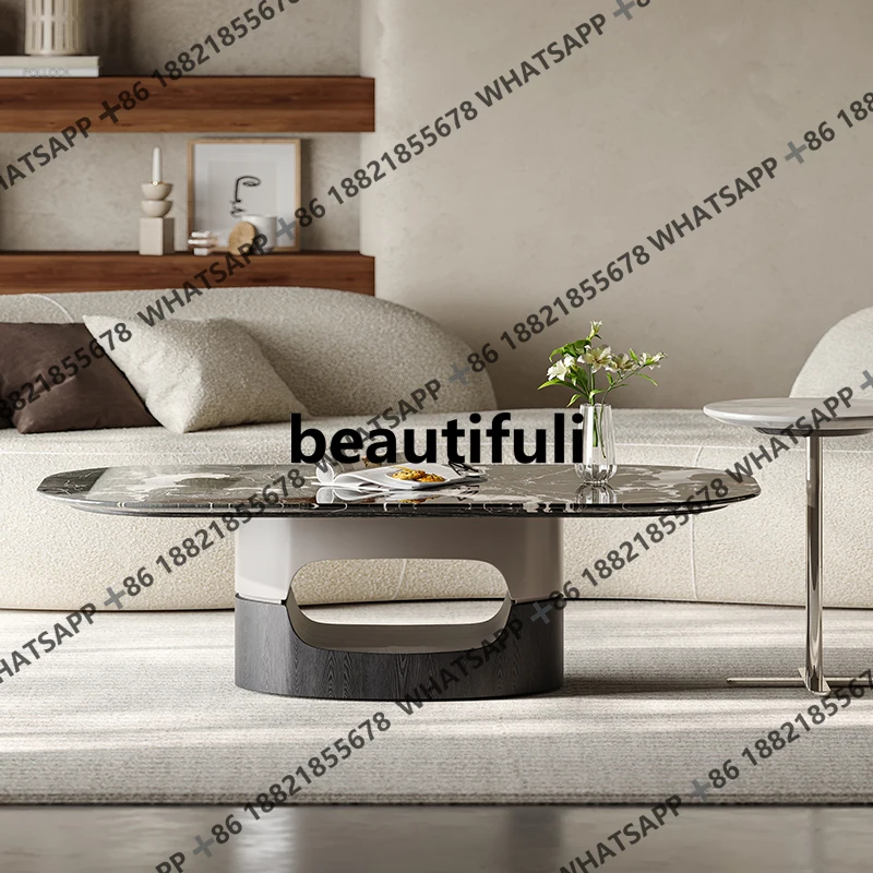 

Marble modern simple coffee table combination living room home high-end oval