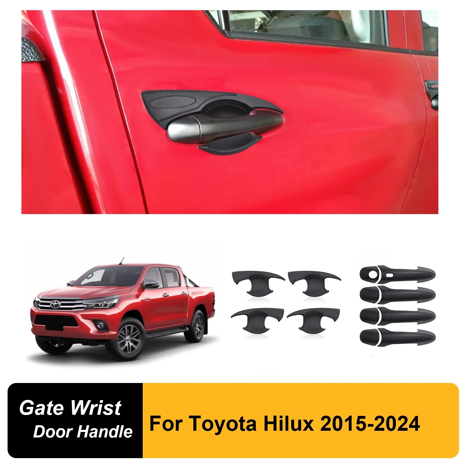 

ABS Door Handle Cover + Door Handle Bowl Cover Protector Trim Set For Toyota Hilux Revo 2015-2024 Year Models