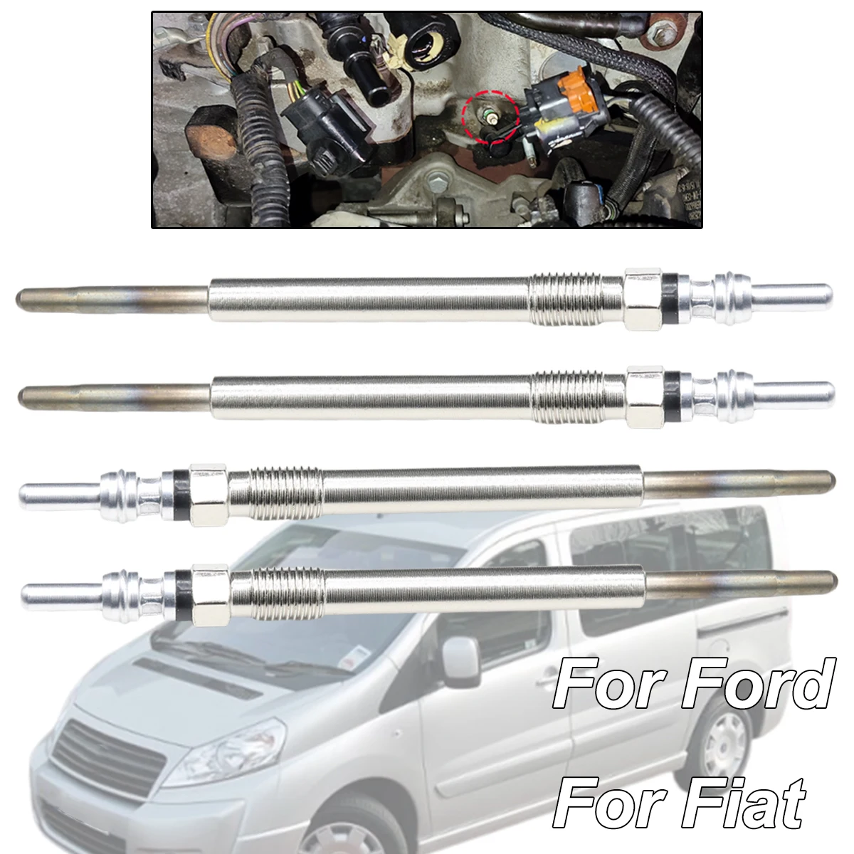 

4PCS Diesel Heater Nickel Plating Glow Plugs 5V 1682276 9683195280 For Grand Tourneo Connect V408 Transit Courier Fiat Scudo Bus