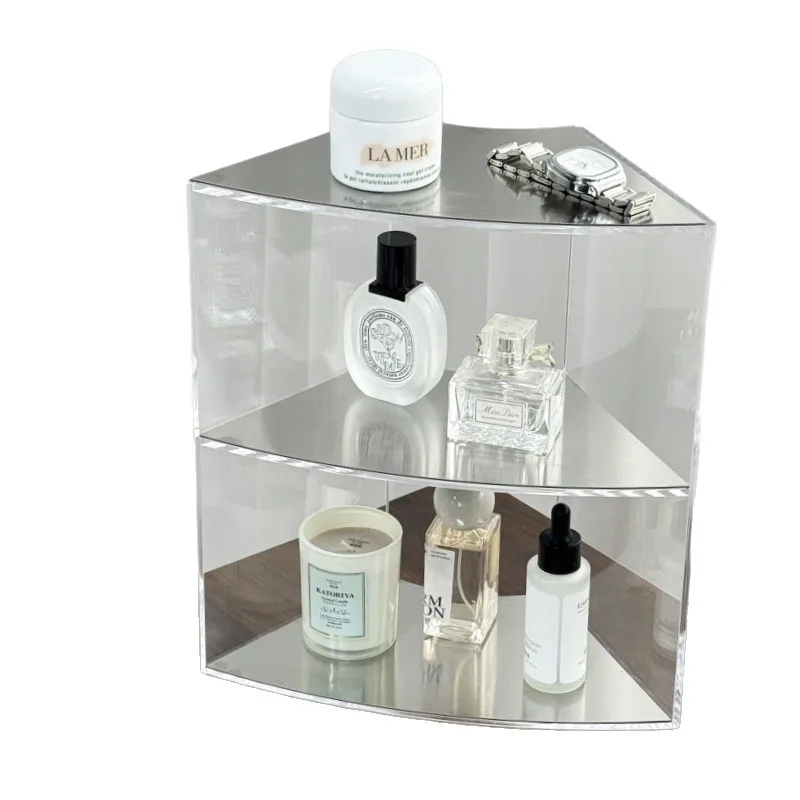 

Acrylic stainless steel double-layer cup holder, coffee cup storage rack, bathroom cosmetics finishing rack desktop.