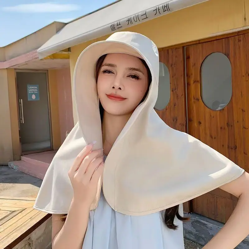 Sunscreen Parasol With Large Sun Hat Women's Neck Guard Integrated With UV Protection Face-Shielding Fishing Hat