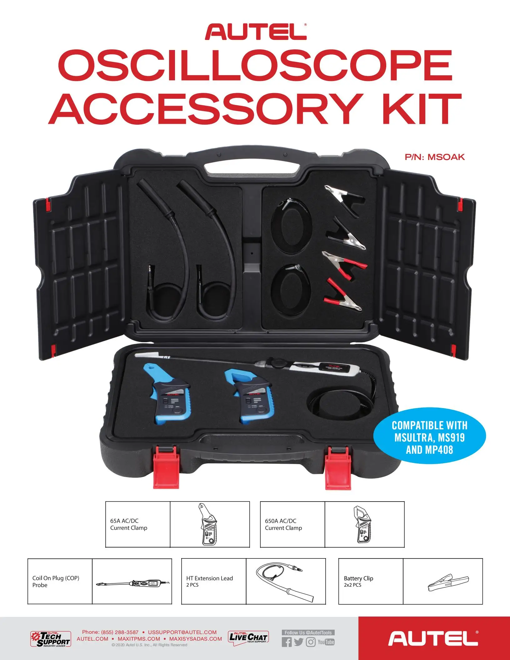 Autel MaxiSys MSOAK Oscilloscope Accessory Kit compatible with MaxiFlash VCMI MaxiSys Ultra/ MaxiSys 919/ MP480