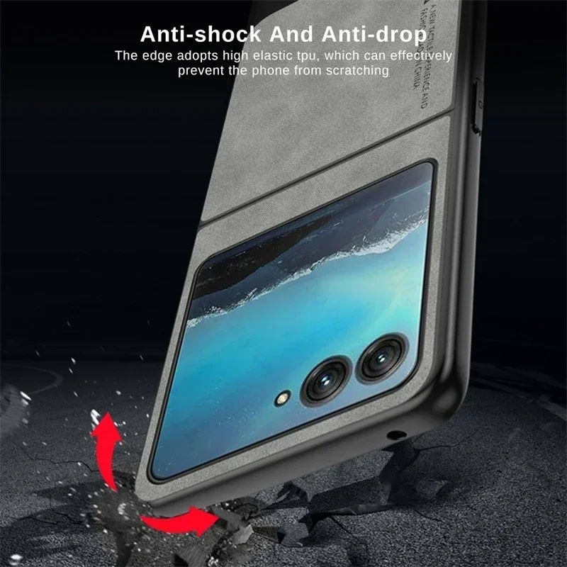 Luxuriöse Lammfell-Lederhülle für Motorola Razr 70 60 Ultra 2024/25/26 Razr 70/60/50/40 Ultra Stoßfeste Hartplastik-Handyhülle – Detail 3