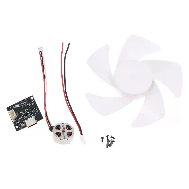 1503 Brushless Motor Fan Kit - 6cm Blade with Driver Board, Type C USB Powered 6 Speed Adjustable for RC Drone