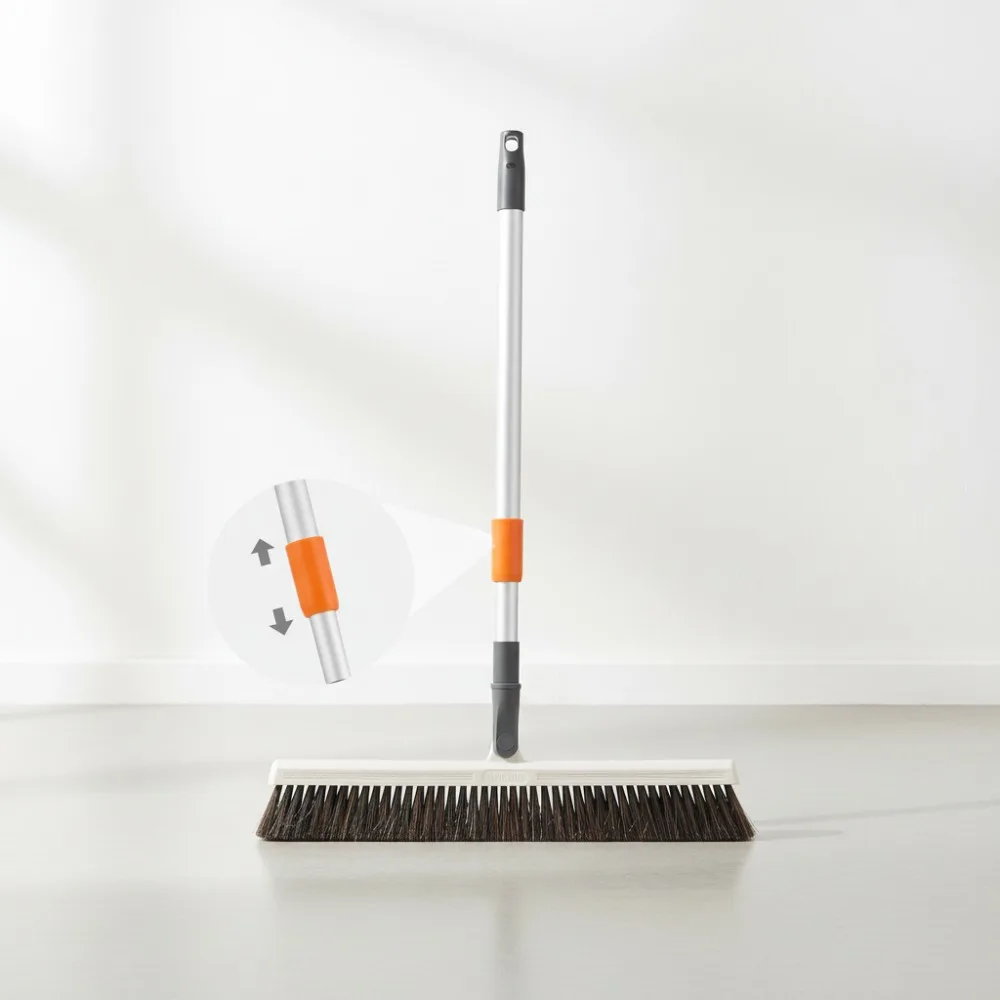 

18" Swivel Horse Hair Dust Broom - Soft Bristles for Pet Hair, Hardwood & Tile Floors, Telescopic Handle