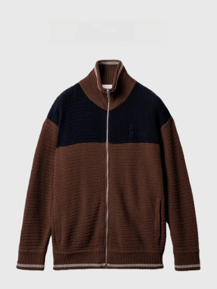 

Lottie Высококачественный осенне-зимний новый вязаный кардиган на молнии с буквенным логотипом и вышивкой цвета блу-воротника La...