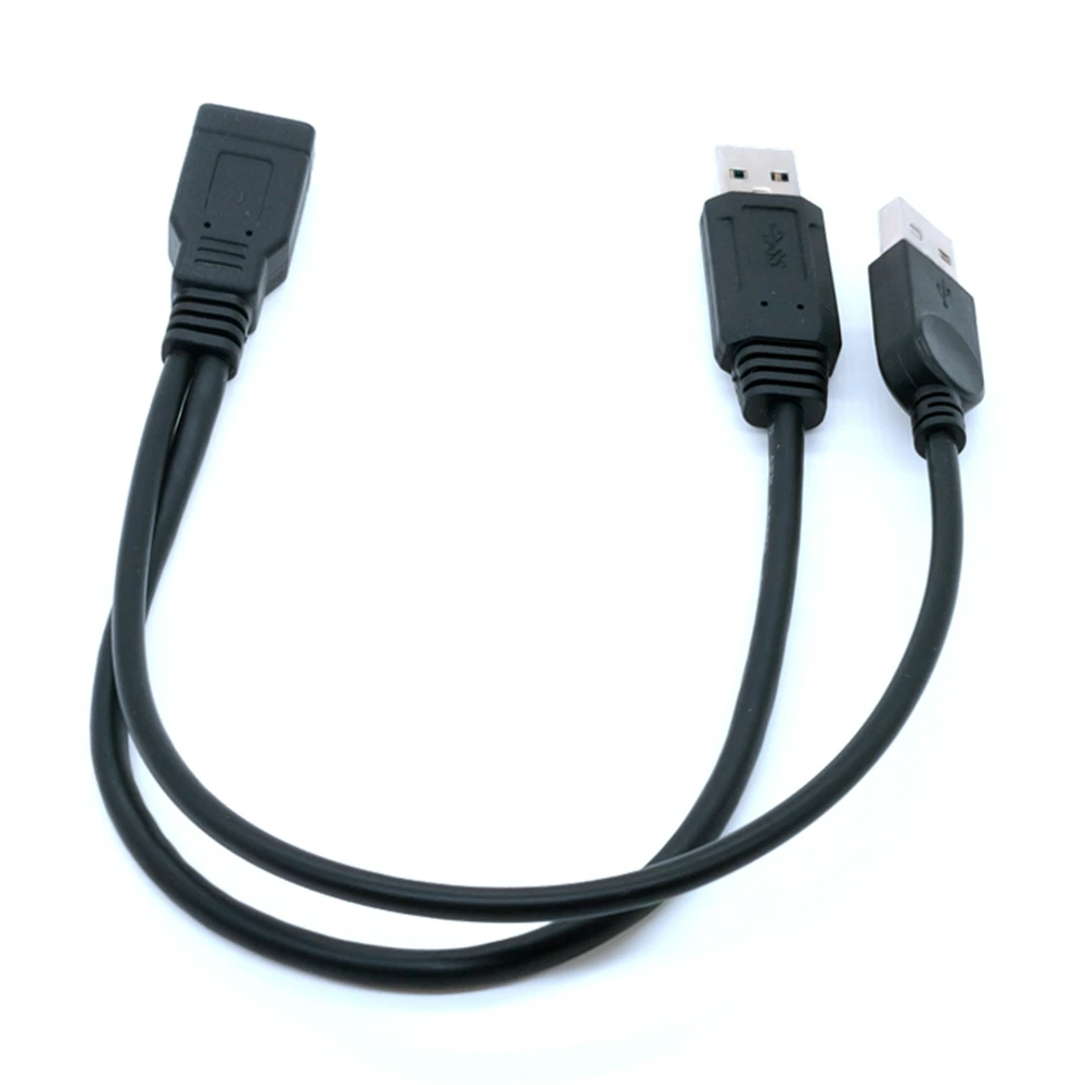 0.3M Cable USB 3.0 Female to Dual USB Male With Extra Power Data Y Extension Cable for 2.5\