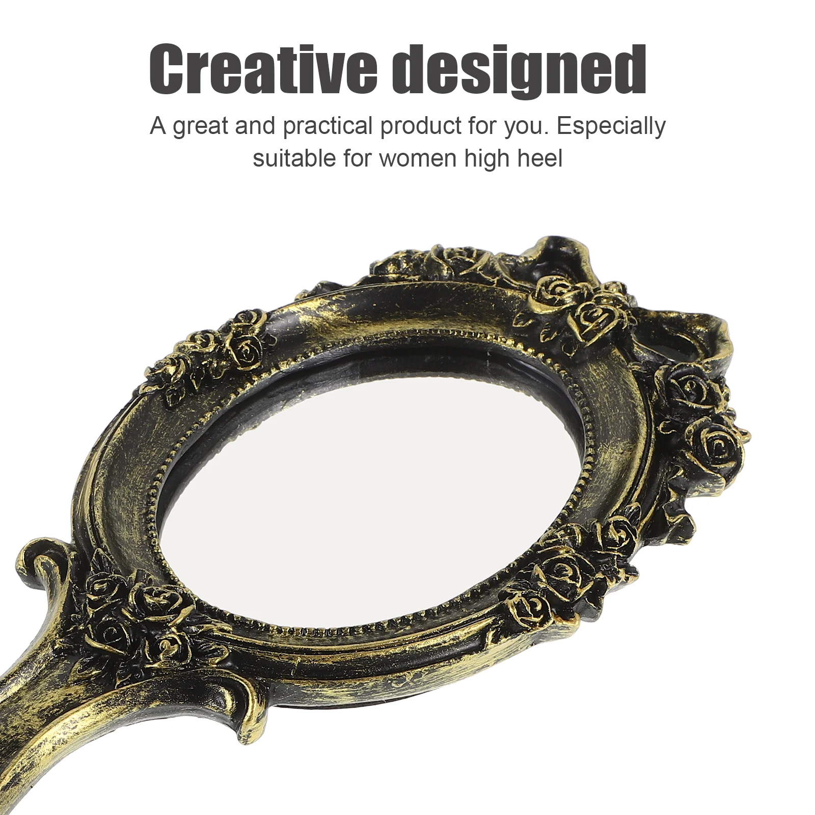 مرآة مكياج كلاسيكية صغيرة محمولة باليد، مرآة زخرفية محمولة أنيقة للسفر، فراشة على الطراز الباروكي المدمجة