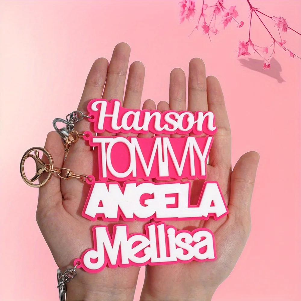 Customized pink personalized text keychain, acrylic keychain, simple and versatile, ideal Valentine's Day gift, a great choice f