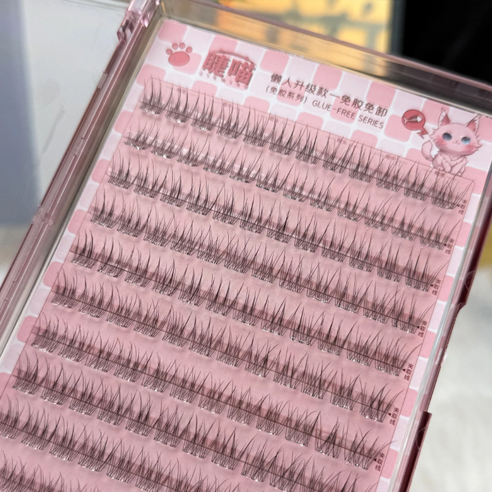 Sem cola cílios postiços 120 clusters natural transparente haste peixe cauda extensão dos cílios 8-11mm misturado c onda preto cílios maquiagem