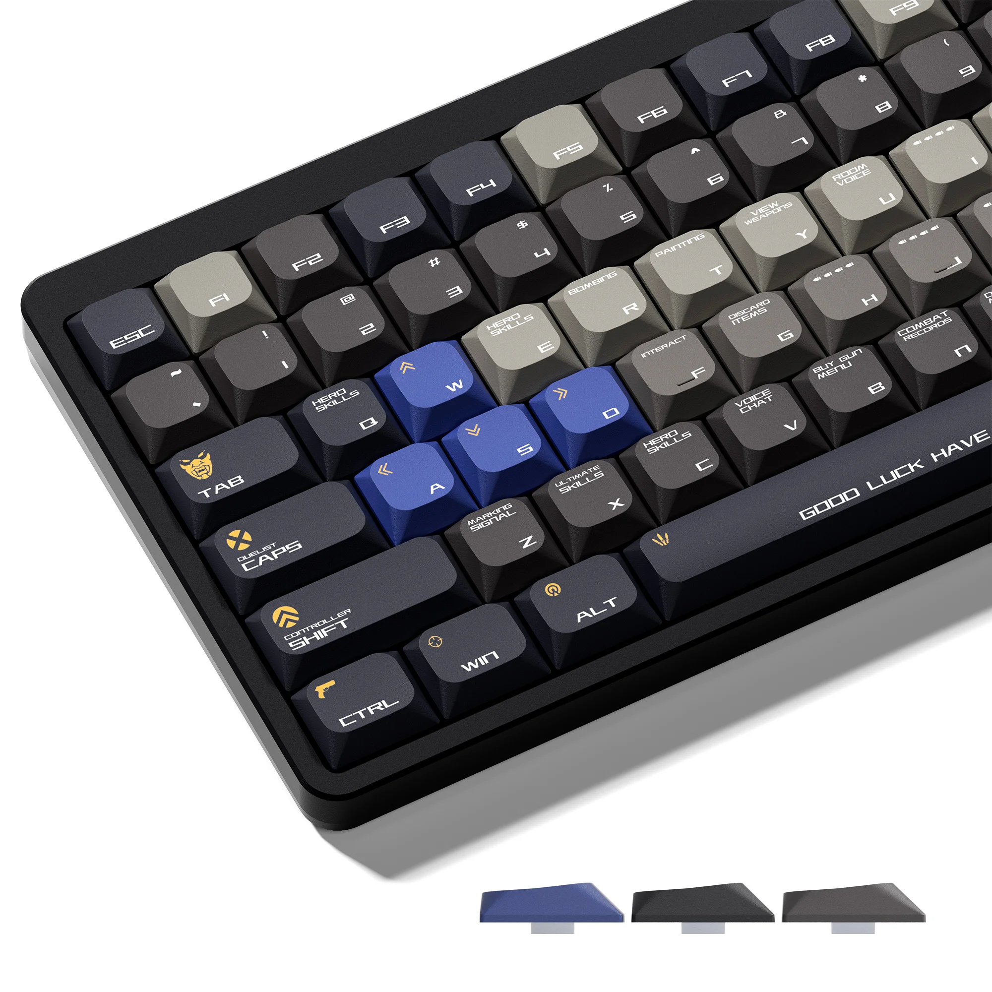 

Низкопрофильные градиентные колпачки XVX Valorant, PBT Dye-Sub, черный, серый цвет, игровая тема, совместимая клавиатура с раскладками 61/64/68/84/87/96/108