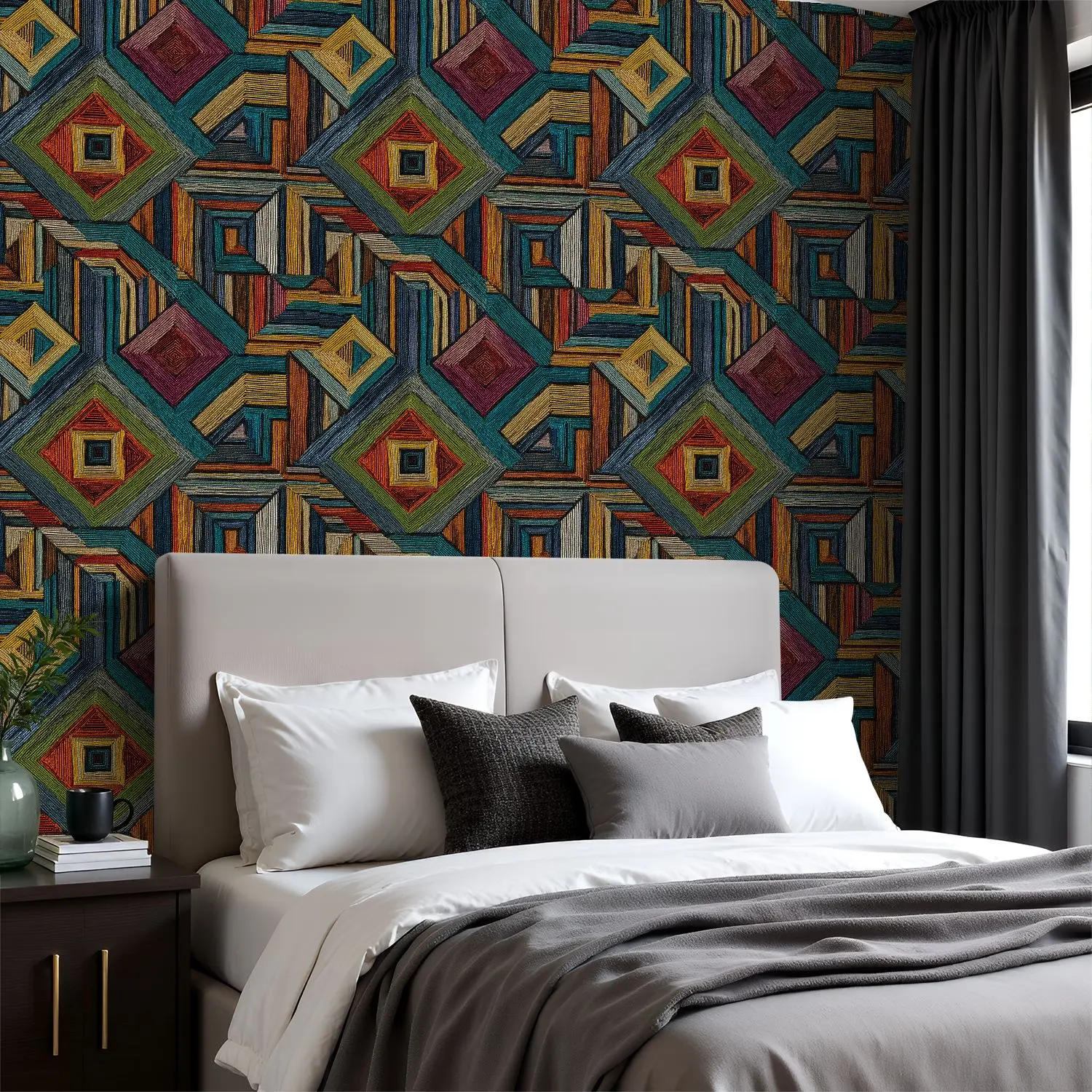 

Красочные вышитые угловые обои 22,83 "X 118" водонепроницаемые обои для гостиной/спальни/ванной комнаты ПВХ стикер на стену