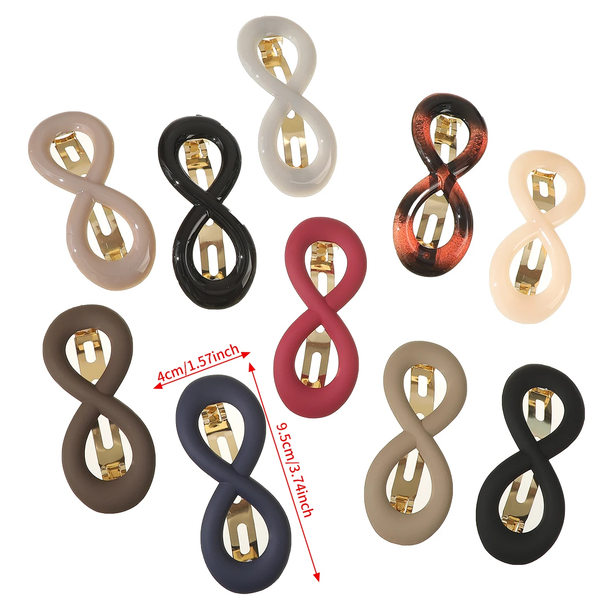 AWAYTR 8-shaped Amber Hairpins Retro Plastic Headwear Romantic Hair Accessories Girl Side Bangs Clip Sweet Hair Clips