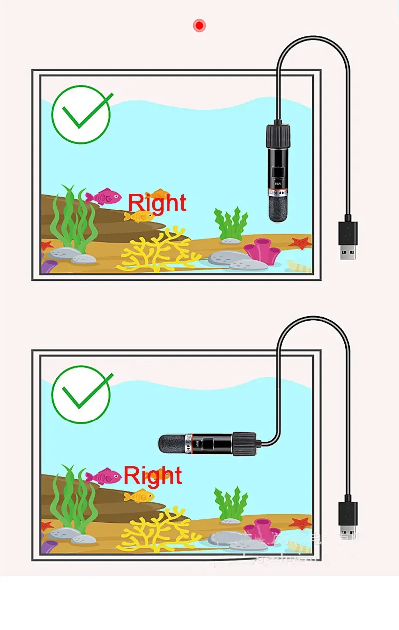 USB Mini pręt grzejny do akwarium dla małych ryb 26. ° C Stała temperatura Grzałka akwariowa Zanurzalny termostat Grzałka 10W