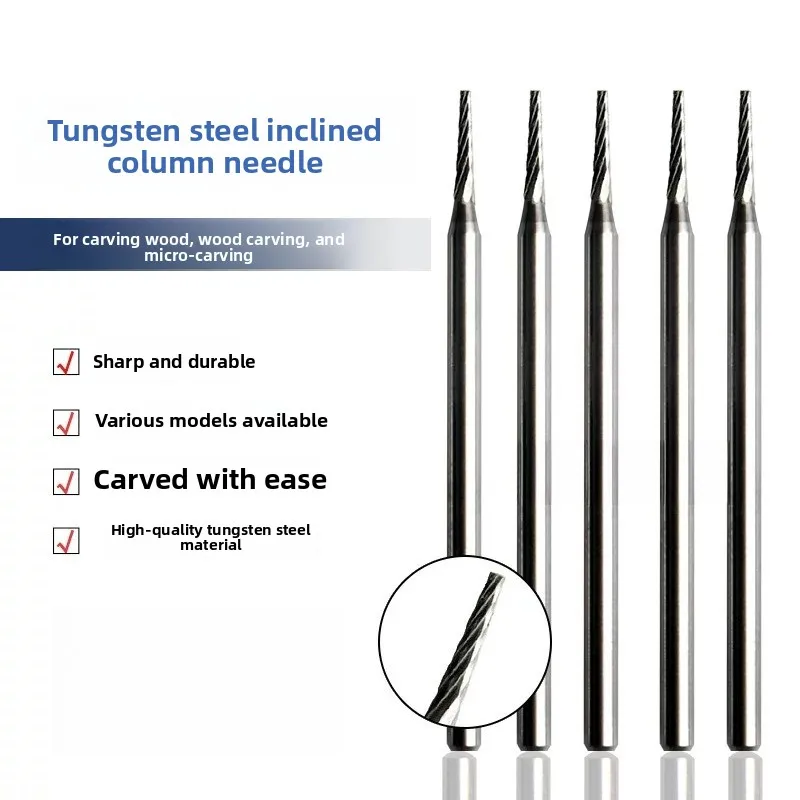 2.35mm Micro Alloy Carving Bit/Tungsten Carbide Grinding Burr/Taper Column Pin/Olive Pit Fine Engraving Lettering Milling Cutter