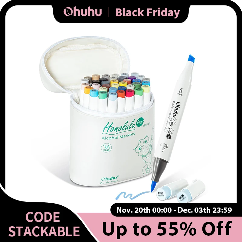 

Ohuhu Honolulu Plus Marker Pen Set Color Markers Alcohol Art Markers Refillable Dual Tips Illustrations Drawing School Supplies