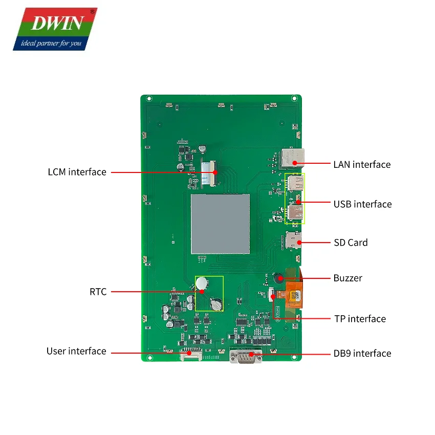 DWIN HMI Industrial Equipment Controller Computer PC Linux 5.4 Basement 10.1inch 1280*800 HD IPS Capacitive Touch LCD Module