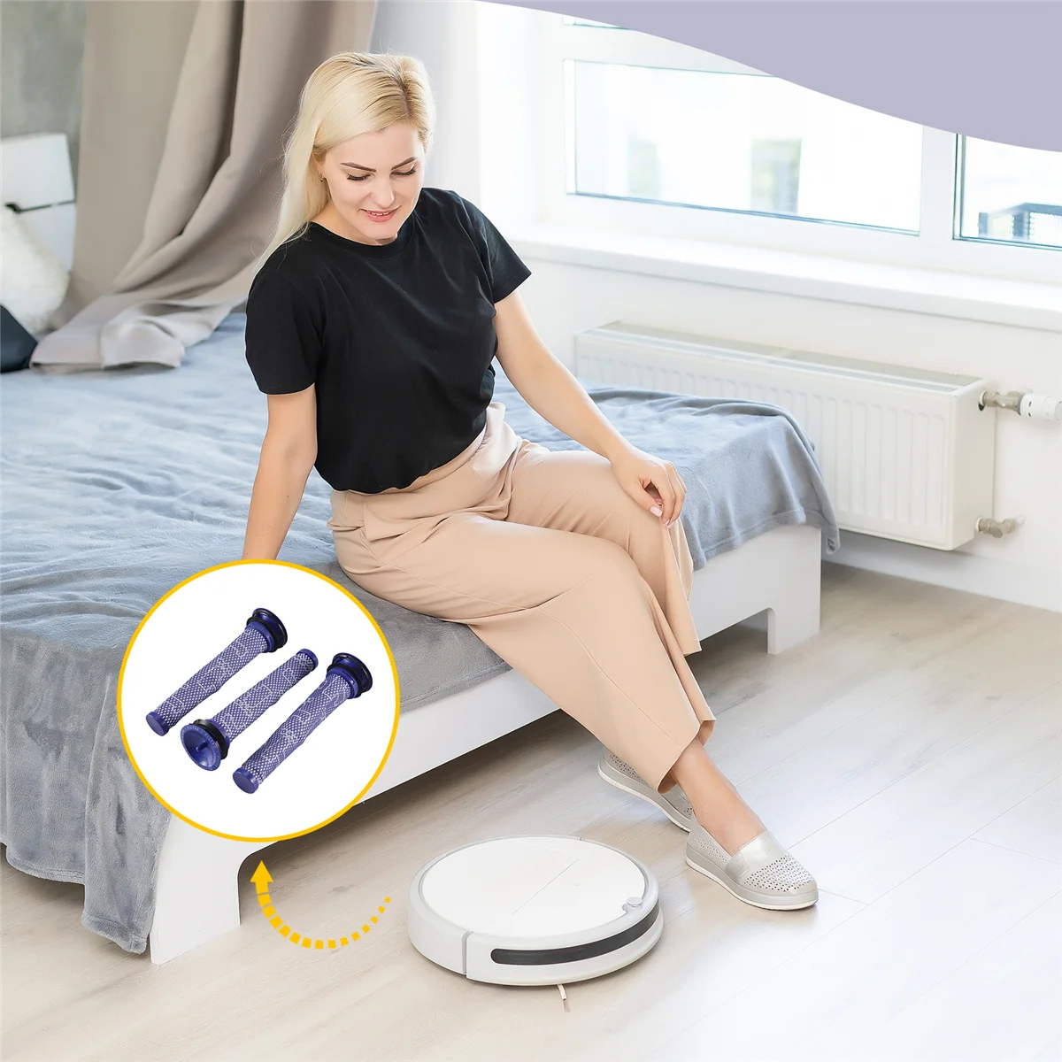 AC66 Комплект из трех предварительных фильтров для Dyson DC58, DC59, V6, V7, V8. Запасные части 3, комплект фильтров для замены фильтров Dyson