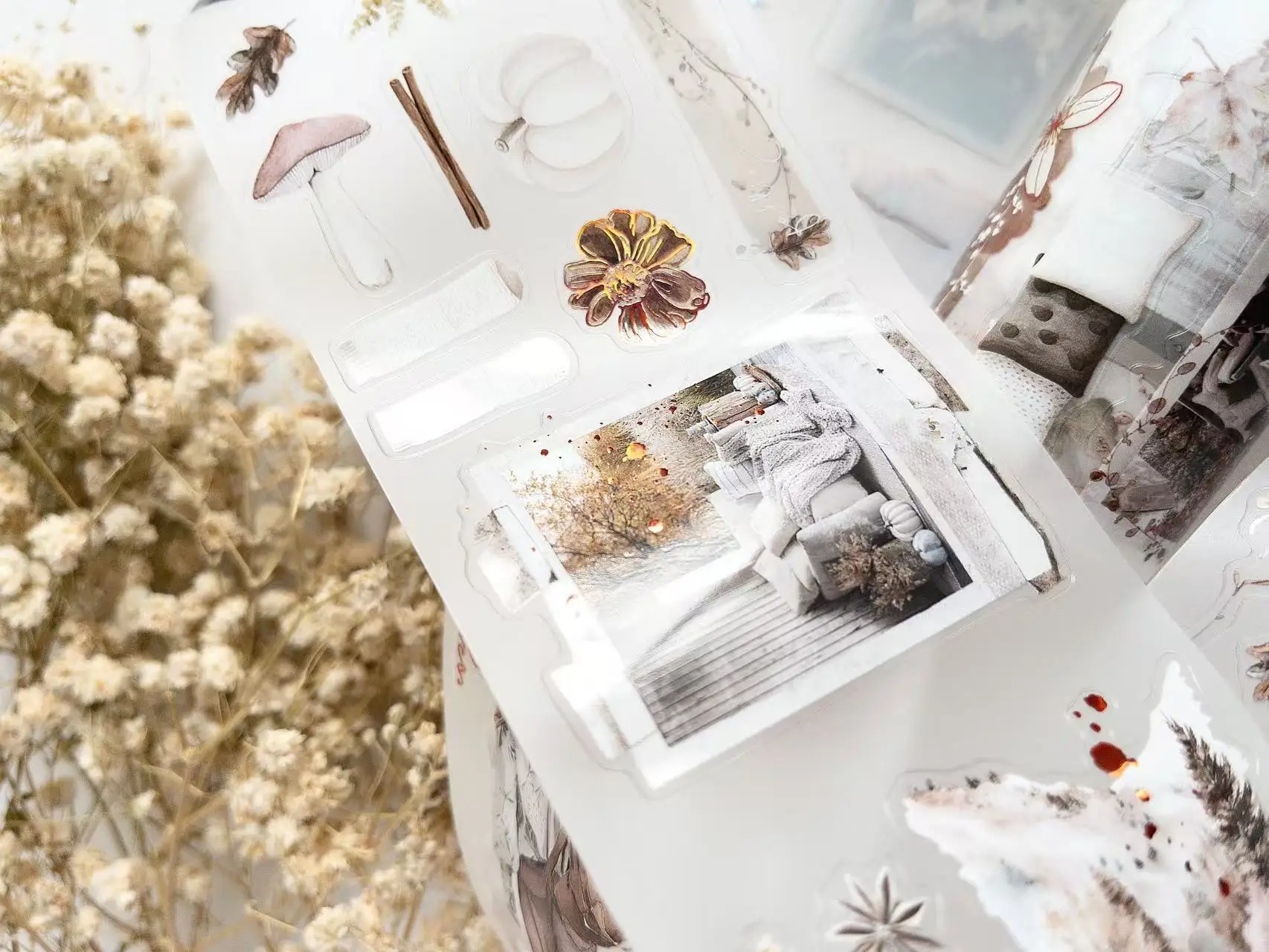 Creawithgaby Studio ヴィンテージ 秋の休憩 和紙 PET テープ DIY カード作成 スクラップブッキング 装飾ステッカー