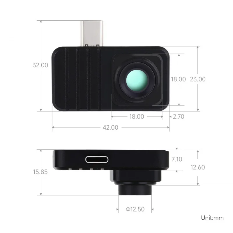 SKU-31714 Waveshare Smartphone IR Thermal Imaging Camera (C), Type-C Port, Plug And Play, 160 × 120 Pixels, Options for 45° / 88
