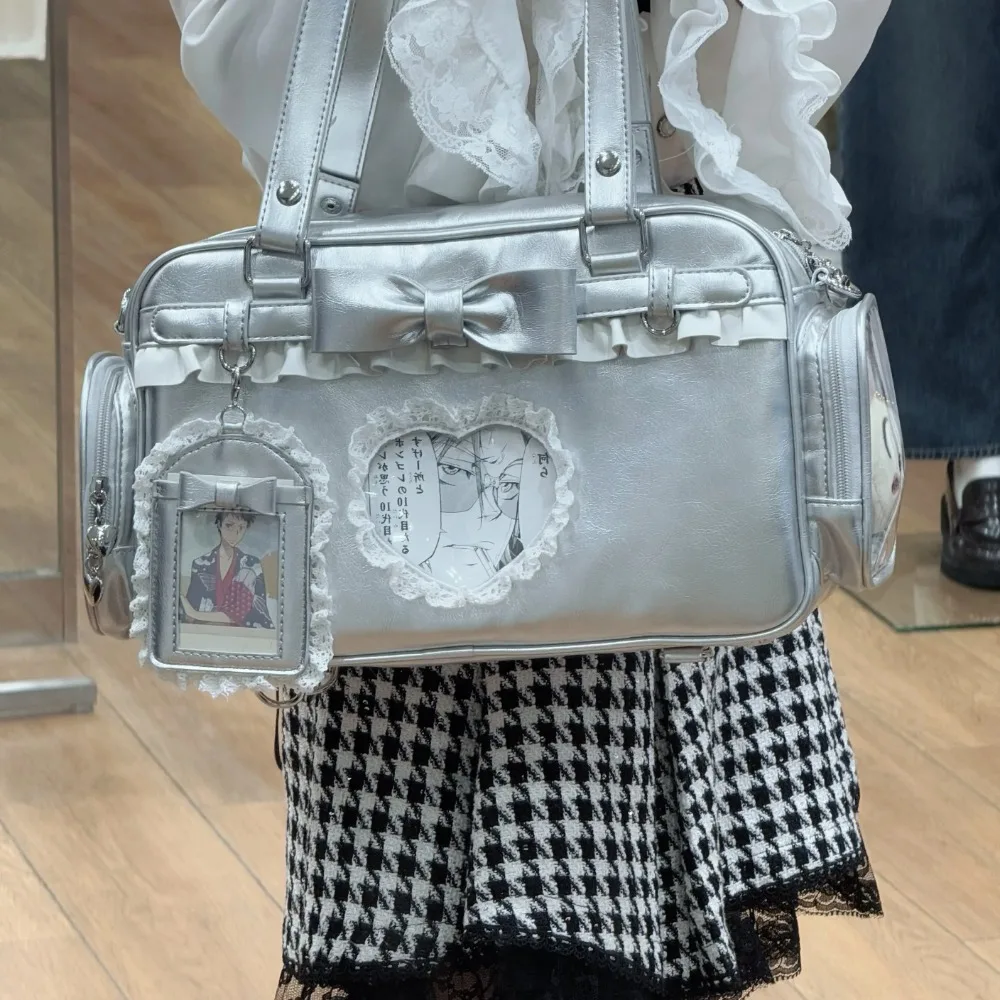 Bow Ita Bag Large-capacity Mochila Lolita Original Mochilas Mujer Versatile Backpack Bolsas Feminina Lace Heart Bags for Woman