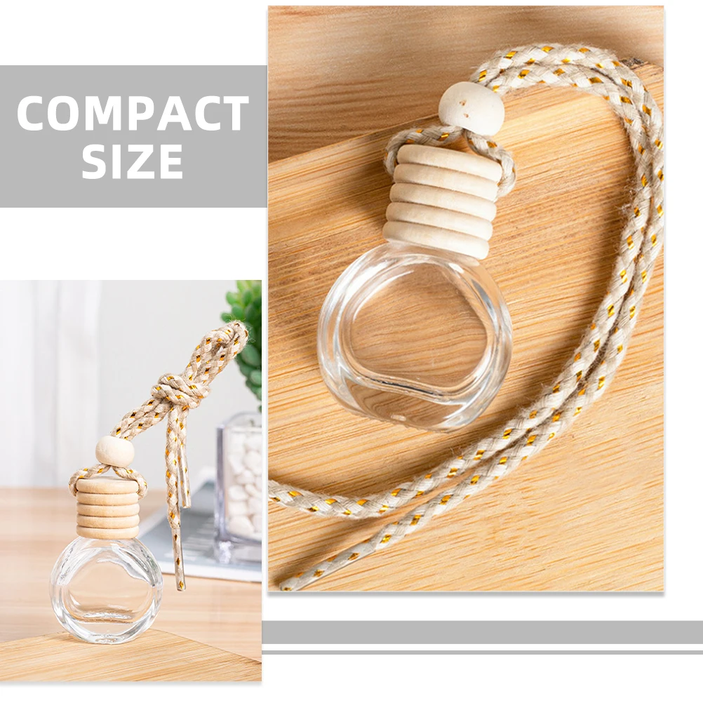 8Pcs Car Perfume Bottle Automotive Car Essential Oil Bottles Refillable Essential Oil Bottles Air Freshener Pendants Empty Glass