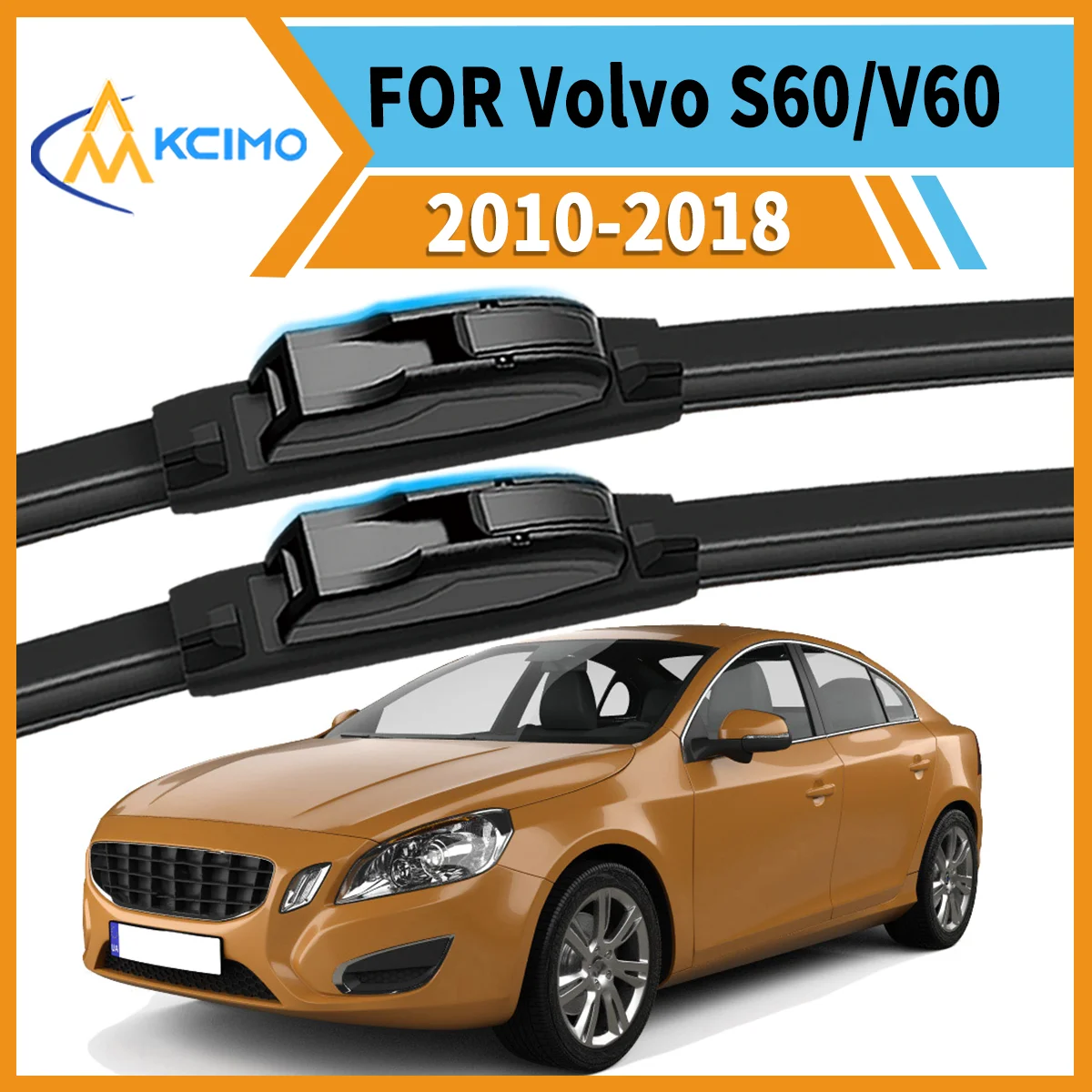 Essential Safety Duo 2 Front Wiper Blades for Volvo S60/V60 2010-2018 Year-Round Clear Vision & Quiet Smudge-Free Operation