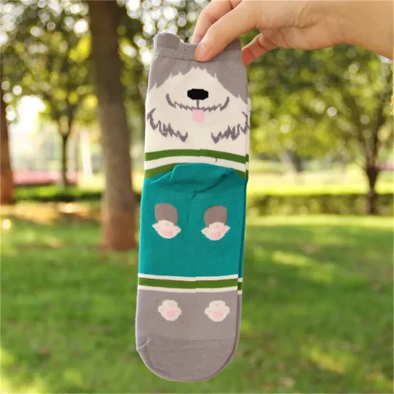 Fashion Women Art Cotton Socks Autumn-Winter Colorful Lovely Pug Shiba Inu Corgi Patterned Sock Ladies Female Funny Cartoon Sock